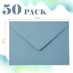 Whaline 50Pcs A7 Invitation Envelopes Set Dusty Blue Greeting Card Envelopes V-Flap Envelope Gift Card Sleeves for Mailing Envelope Sending Card Wedding Baby Shower Birthday, 7.3x5.3 Inch (Pack of 2) - Image 2