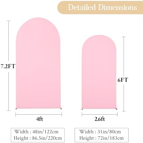 Baby Pink Arch Backdrop Cover Set of 2 Wedding Arch Covers Stretchy Backdrop Decorations Baby Shower Bridal Shower Photo Birthday Party Light Pink Arch Cover 7.2 and 6ft Spandex - Image 4