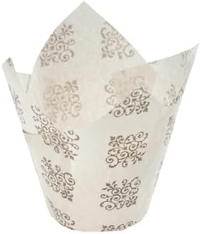 Restaurantware 2 oz Paper Tulip Vintage Floral Tall Baking Cup, 200 Pack - Image 2