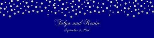 Silver Confetti Falling On Navy Background Water Bottle Labels Weddings Anniversary Bridal Shower Easy to Use - Image 2