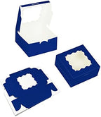 Bakepacker 60pcs Navy Blue Cookie Boxes 6x6x3 inches Easy Assemble Macaroon Pastry Boxes Bakery Boxes with Window for Bakery - Image 3