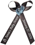 Amy's Bubbling Boutique 25 Personalized Baby Shower Ribbons for Invitations Centerpieces Party Favors or Gender Reveal Sprinkle Assembled Bows - Custom Ribbon Embellishments Crown Cross Rose - Image 4
