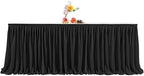 PARTISKY Black Polyester Table Skirt for Rectangle Tables 17ft, Wrinkle Resistant Pleated Ruffle Table Cloth for Banquet Wedding Trade Baby Shower Display Gift Dining Table - Image 3