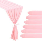 6 Pack 10Ft Pink Valentine's Day Chiffon Table Runner 29x120 Inches Sheer Fabric Table Runner Romantic Wedding Runner for Thanksgiving Christmas Bridal Shower Decorations（Pink） by JALANCY