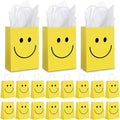 Kosiz 50 Set Yellow Smile Face Gifts Bags Bulk with Handle 6 x 3 x 8'' by Kosiz
