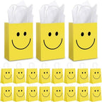 Kosiz 50 Set Yellow Smile Face Gifts Bags Bulk with Handle 6 x 3 x 8'' by Kosiz