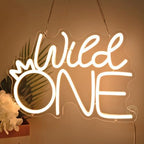 Britrio Wild One Crown Neon Light Sign Baby Shower Girl Boy One Year Decor by Britrio