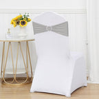 50 Pack Spandex Silver Grey Chair Sashes Bows Stretch Chair Bands with Buckles Universal Elastic Chairs Ties for Party Celebration Ceremony Events Wedding Decorations - Image 4