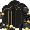 Gawicpy Wedding Arch Backdrop Stand Set Metal Arch Backdrop Stand with Wedding Arch Cover, Wedding Balloon Arch Backdrop Stand for Birthday, Baby Shower, Anniversary (Black, 5.9FT+6.6FT+7.2FT) by Gawicpy
