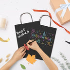 GSSUSA 400 Pack 8x4.25x10.5'' Paper Bags with Handles Bulk, Black Kraft Paper Gift Bags for Small Business, Sturdy Grocery Retail Shopping Bag, Birthday Party Favor Bag, Craft - Image 5