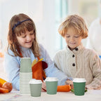 Whaline 100Pcs Sage Green Disposable Coffee Cups with Lids 8oz Gradient Green Paper Cups Corrugated Ripple Wall Insulated Hot Cups for Home Office Party Supplies - Image 5