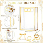 Aliceset 24 Pcs Clear Plastic Gift Bag with Handles,Gold Foil - Image 2