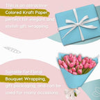 PerkHomy 48" x 2,400" (200') Light Blue Kraft Paper Roll for Craft Bulletin Board Paper Art Table Covering Crafting Gift Wrapping Bouquet Packing Parcel 80GSM 55LB (Light Blue, 48" x 200') - Image 4