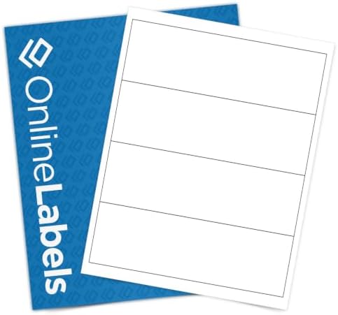 OnlineLabels 8" x 2.5" Labels - Weatherproof Polyester - 25 Sheets by OnlineLabels