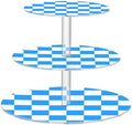 J JOYSAY Chess Checkerboard Aqua Blue White Pattern Acrylic Cupcake Stand 3 Tier Dessert Table Display Set Clear Cake Stands for Wedding Baby Shower Party Decorations Easy Assembly Donut Tower by J+JOYSAY