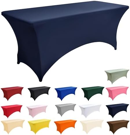 6-Pack 6ft Spandex Table Covers for Rectangle Standard Folding Tables - Wrinkle Resistant Stretch Tablecloths - Ultimate Fitted Table Protector for Parties, Trade Shows, Wedding - Image 3