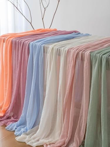 6Pcs Light Beige Cheesecloth Table Runner 120 Inches for Party Home Decor - Image 6