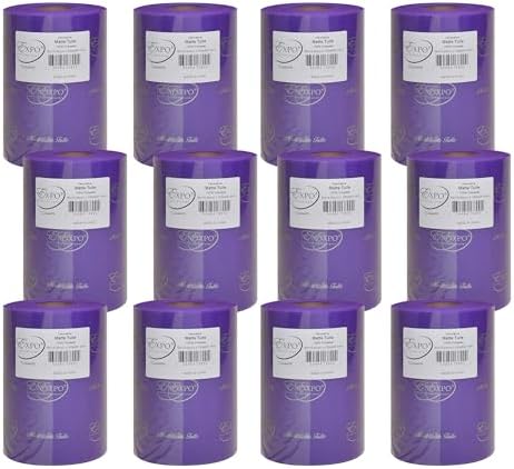 Expo International Decorative Matte Tulle, Roll/Spool of 6” X 100 Yards, Lightweight Polyester Tulle Fabric for Tutus, Costumes, and Party Decorations, Washable, Easy-to-Use, Pack of 12, Purple by ExpoInternational