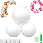 Reusable Inflatable Balloon Garland Arch Kit, 3/7 PCS Linked Pvc Balloons with Elastic Bands & Leak-proof Nozzle, Party Decoration for Birthdays, Weddings & Valentine's Day (7 Balls,White) by Unknown