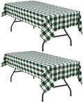 Hiasan Plaid Tablecloth 2 Pack, 60 x 102 inch, Forest Green and White by Hiasan
