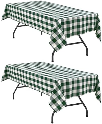 Hiasan Forest Green and White Plaid Tablecloth, 2 Pack, 60 x 120 inch by Hiasan