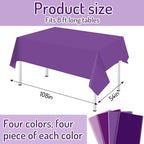 Whaline 16Pcs Purple Plastic Tablecloth 4 Gradient Purple Colors Rectangle Table Cover Waterproof Table Cloth for Halloween Parties Decoration Supplies, 54 x 108 Inch - Image 2