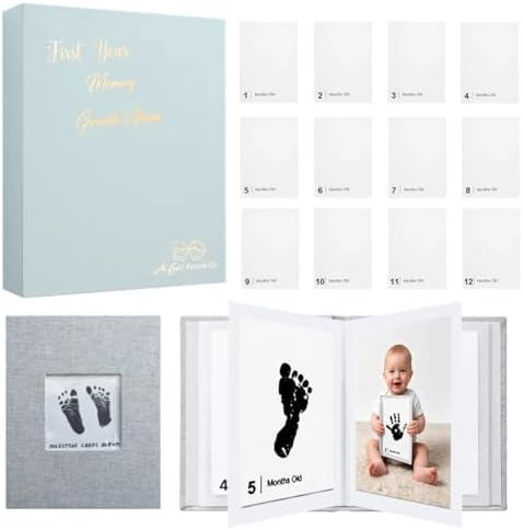 Baby Inkless Milestone Cards Hand Casting Kit Ink Print Hand and Footprint Kit Dog or Cat Pet Paw Print Kit Baby Newborn Footprint Kit Photo Album Keepsake Book Feet Stamp (Green Gift Box + Album) by Unknown