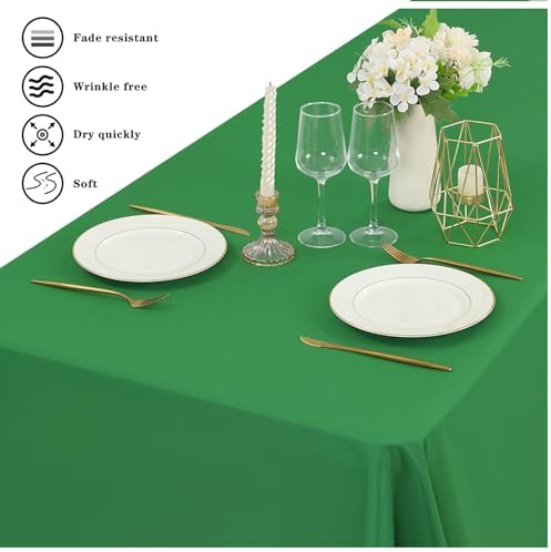 6 Pack Tablecloth 60 x 102 inch Polyester Table Cloth for 6 Foot Rectangle Tables,Stain and Wrinkle Resistant Washable Fabric Table Covers Polyester Green Table Clothes for Wedding,Party,Banquet - Image 4