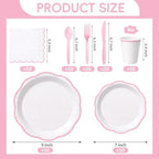 350 Pcs Pink Rim Paper Plates and Napkins Party Supplies - Image 2