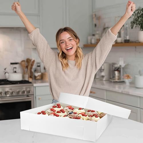 10PCS 16x11x4inch White Sheet Cake Boxes with 10 Cake Boards for Birthday - Image 5