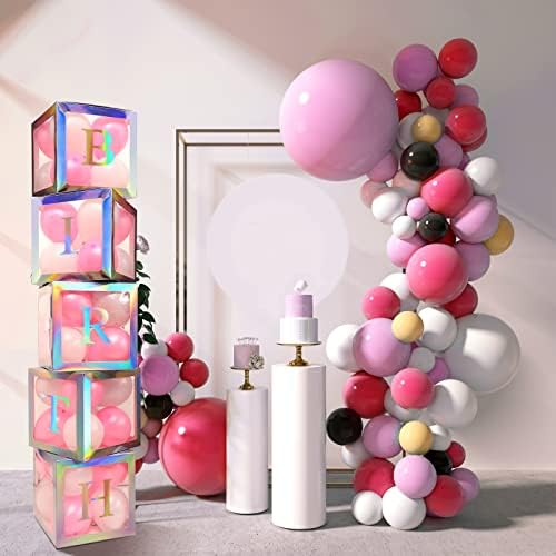 Geyee 8 Pcs Clear Balloon Box with Letters, Baby Shower, Rainbow Silver - Image 6