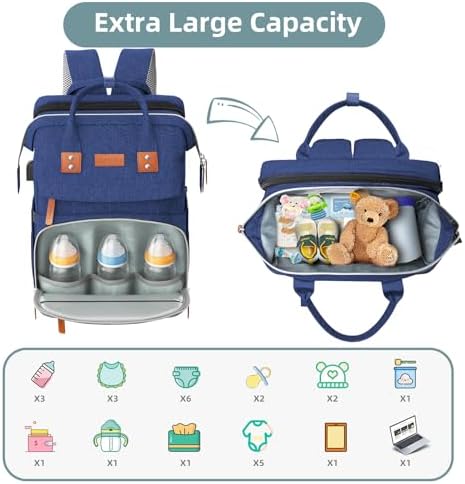 ISMGN Diaper Bag Backpack, Large Diaper Bag, Baby Bag for Mom, Navy Blue - Image 2