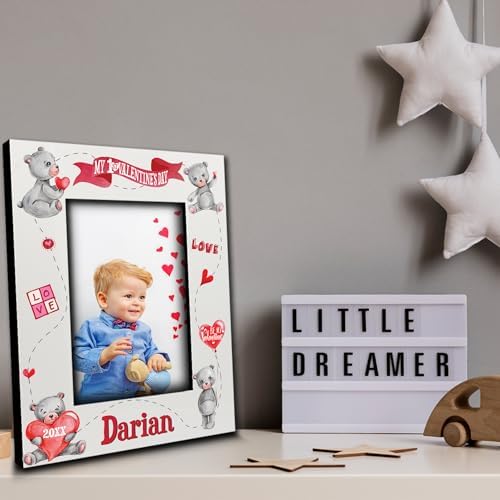 BELLA BUSTA- Personalize Baby First Year Memory Keepsake Picture Frame-Nursery Decor (1st Valentines (5x7 Vertical)) - Image 3