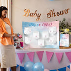 Ctosree 31 Pieces Gender Reveal Baby Shower Diaper Game 1 Diaper Baby Shower Game Board 7 Diapers 10 Plastic Balls 1 Organza Bag for Bridal Games Boy Girl - Image 2