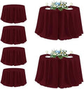 sancua Round Tablecloth 132 Inch Fit 54-96 Inch Tables, 6 Pack Burgundy by sancua