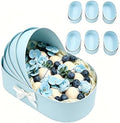6PCS Baby Shower Box, Baby Carriage Centerpiece Floral Baskets, Crib Basket Cardboard Box, Cradle-shaped Flower Basket Gift Boxs for Celebration Birthday Decor (Blue, 13.19*6.89*3.15 in) by Unknown