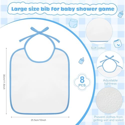 8 Sets Bottle Chug Baby Shower Games Juegos Para Plastic Baby Bottles Bibs Disposable Diapers Gender Reveal Games Baby Changing Diaper Race Game Decoration (Blue) - Image 3