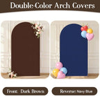 Navy Blue and Brown Arch Backdrop Cover Set of 2 Party Wedding Navy Arch Covers Stretchy Backdrop 7.2FT 6FT Decorations Baby Shower Bridal Shower Photo Birthday Brown Arch Cover Spandex - Image 2