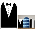 Father Boss Black Suit Bow Tie Arch Backdrop Cover for Boys Birthday Party Arched Stand Stretchy Fabric Covers Baby Shower Cake Banquets Parties Supplies Decorations4x7FT by ellteecz