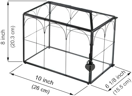 Wedding Card Box with Slot, 10.2'' Large Glass Card Boxes for Reception, Black Geometric Holder, Clear Decorative Storage Box with Lock for Baby Shower, Birthday Party, Christmas, Bridal Shower - Image 6