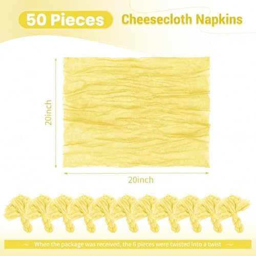 50 Pack Yellow Napkins 20x20Inch Cheesecloth Napkins Bulk - Image 2