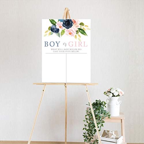 Andaz Press Custom Large Baby Shower Canvas What Will It Baby Be Cast Your Vote Sign, 16 x 20 Inches, Boy Or Girl Florals, Personalized Canvas Sign, For Gender Reveal Party - Image 2