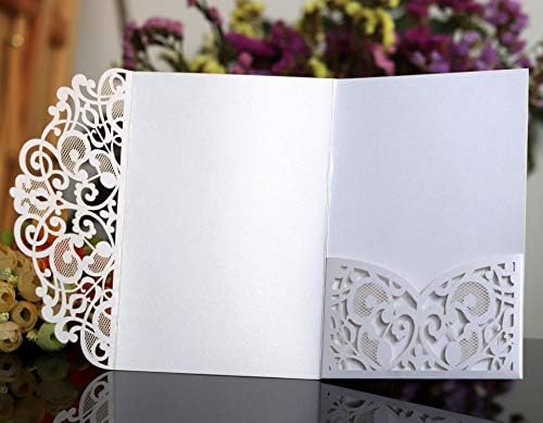 50PCS 3D Lace Flower Laser Cut Wedding Invitation Cards with Envelope Blank Inner Sheet Hollow Out Flower Shape Invitations for Wedding Quinceanera Birthday Shower Engagement Party 02 - Image 5
