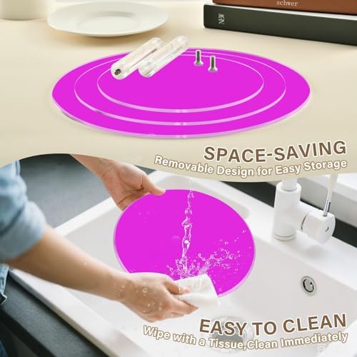 J JOYSAY Fuchsia Purple Pattern Acrylic Cupcake Stand 3 Tier Dessert Table Display Set Clear Cake Stands for Wedding Party Baby Shower Decorations Easy Assembly Macaron Tower - Image 4