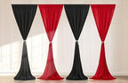 Party Backdrop Curtain 10ftx10ft - Red Black Wrinkle Free Satin Drapes - Image 6