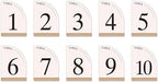 Hanna Roberts Minimal Curved Wooden Table Number Sign with Wooden Base | For Wedding Reception, Restaurants, Rehearsal Dinner, Events and Party (Set of 10, 1-10) (Set of 10, 1-10, Pink) - Image 2