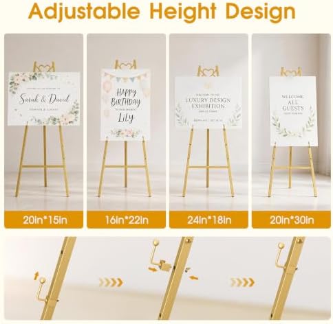 47''Gold Easel Stand for Wedding Sign, Heavy Duty Display for Art & Posters - Image 5
