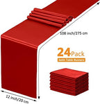 SiinvdaBZX 24 Pcs Red Satin Table Runner 12 x 108 inches Long - Image 4