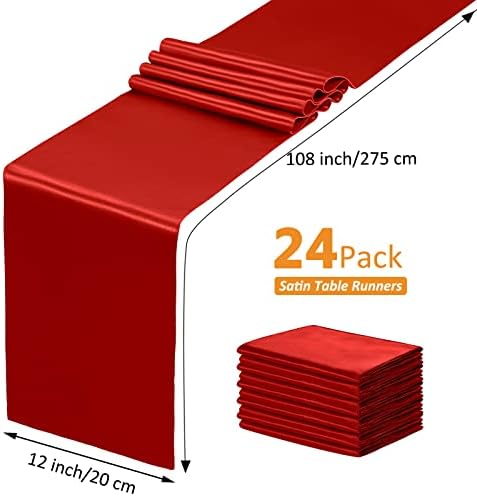 SiinvdaBZX 24 Pcs Red Satin Table Runner 12 x 108 inches Long - Image 4