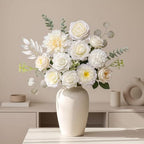 Artificial Flower Combo Box, Milk White Roses & Dahlias with Stems - Image 4